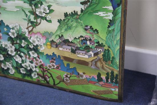 A large Chinese cloisonne enamel panel, late 20th century, 104 x 85cm